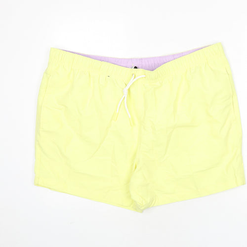 Marks and Spencer Mens Yellow Polyester Bermuda Shorts Size 3XL L6 in Regular Drawstring - Swim Shorts