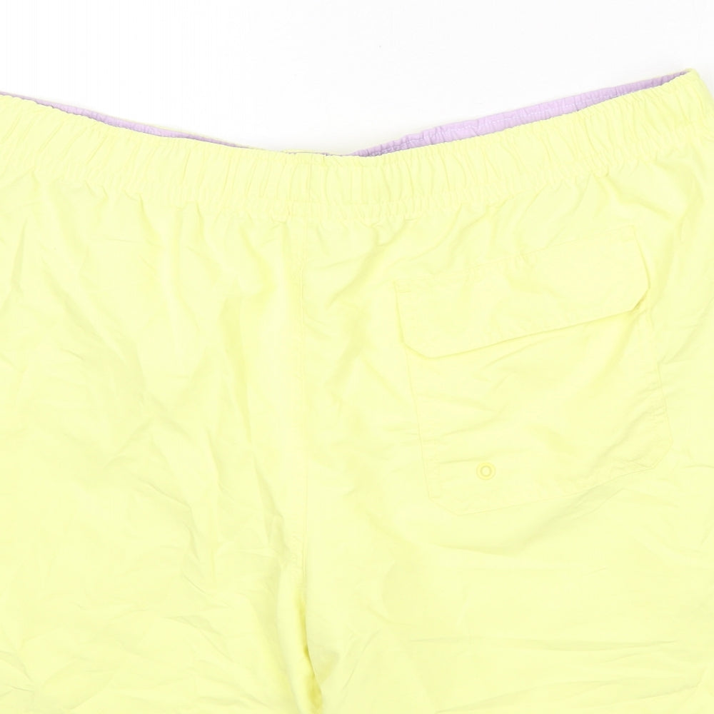 Marks and Spencer Mens Yellow Polyester Bermuda Shorts Size 3XL L6 in Regular Drawstring - Swim Shorts