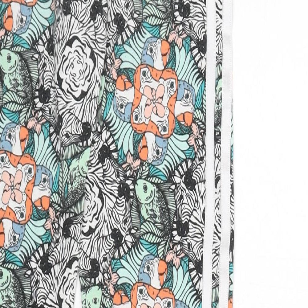 adidas Girls Multicoloured Animal Print Cotton Capri Trousers Size 11-12 Years L25 in Regular Pullover - Zebras, Parrots, Fish, Leggings
