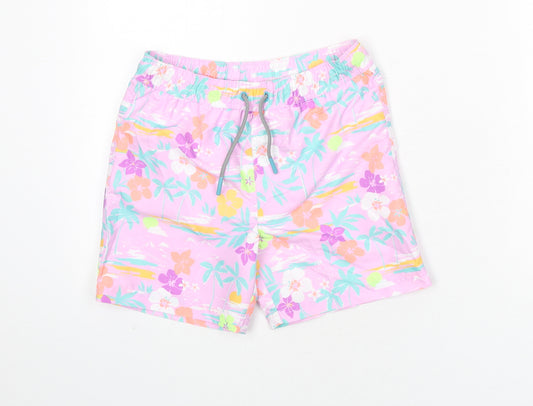 Marks and Spencer Boys Multicoloured Geometric Polyester Bermuda Shorts Size 8-9 Years Regular Drawstring - Palm Trees, Flowers, Swim SHorts