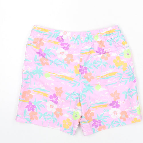 Marks and Spencer Boys Multicoloured Geometric Polyester Bermuda Shorts Size 8-9 Years Regular Drawstring - Palm Trees, Flowers, Swim SHorts