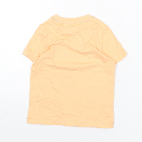 Marks and Spencer Boys Orange Cotton Basic T-Shirt Size 3-4 Years Round Neck Pullover - Sun and Games