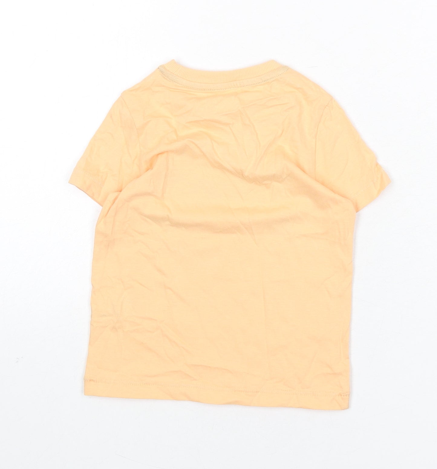 Marks and Spencer Boys Orange Cotton Basic T-Shirt Size 3-4 Years Round Neck Pullover - Sun and Games