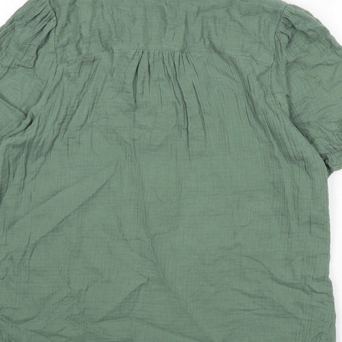 Per Una Womens Green Cotton Basic Blouse Size 20 V-Neck - Tie Detail