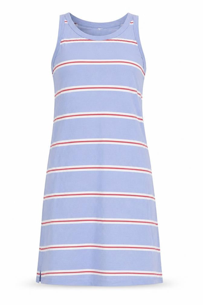 Marks and Spencer Womens Blue Striped Cotton Tank Dress Size S Round Neck Pullover