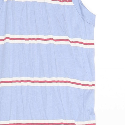 Marks and Spencer Womens Blue Striped Cotton Tank Dress Size S Round Neck Pullover