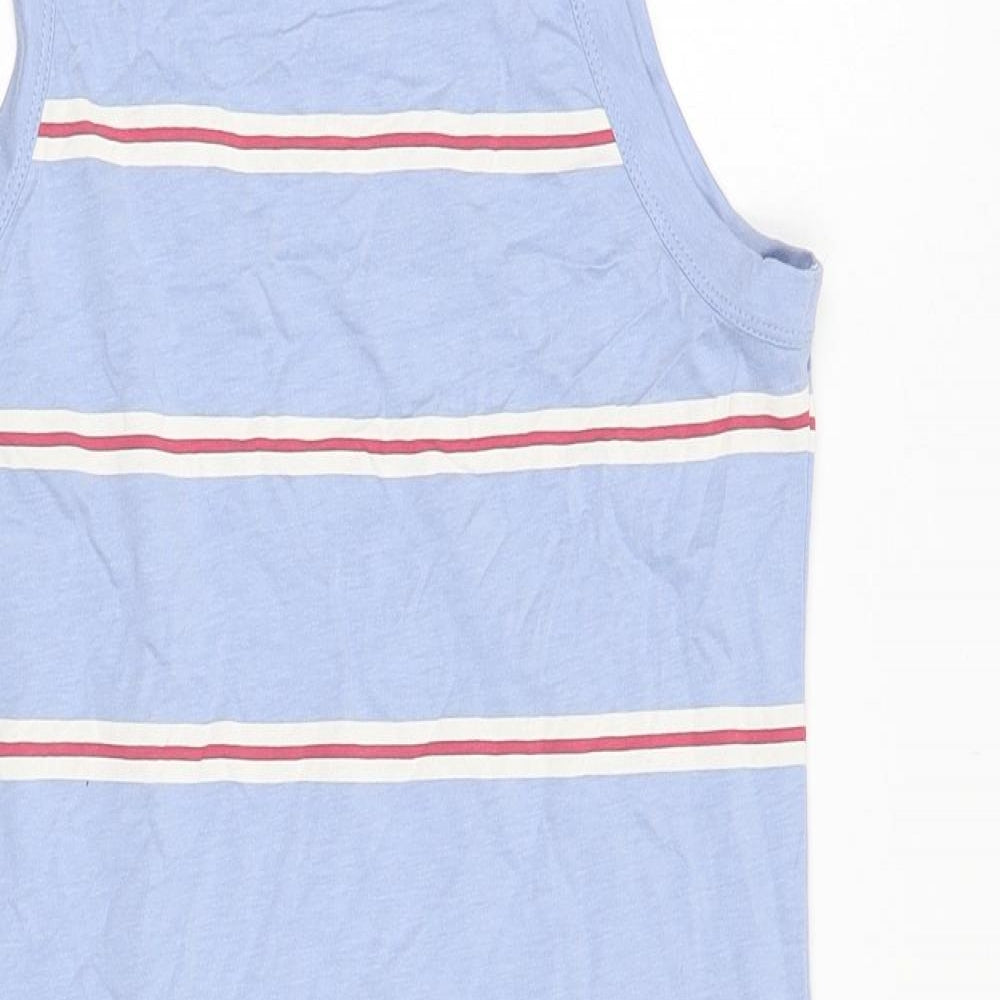 Marks and Spencer Womens Blue Striped Cotton Tank Dress Size S Round Neck Pullover
