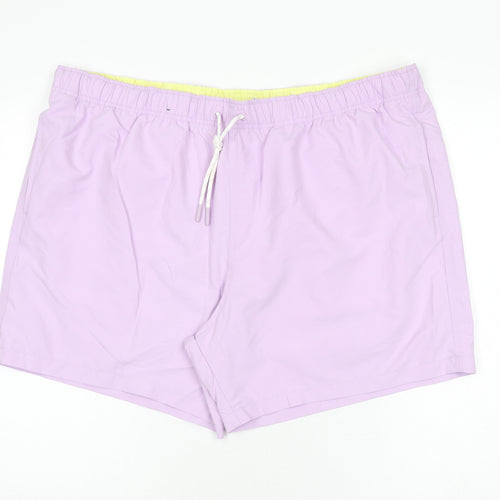 Marks and Spencer Mens Purple Polyester Bermuda Shorts Size 3XL L6 in Regular Drawstring - Swim Shorts