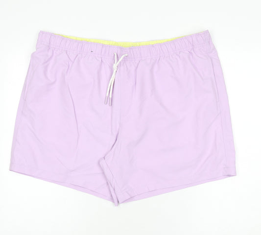 Marks and Spencer Mens Purple Polyester Bermuda Shorts Size 3XL L6 in Regular Drawstring - Swim Shorts