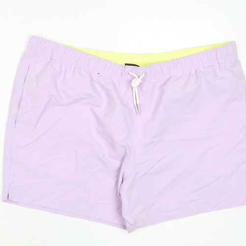 Marks and Spencer Mens Purple Polyester Bermuda Shorts Size 3XL L6 in Regular Drawstring - Swim Shorts