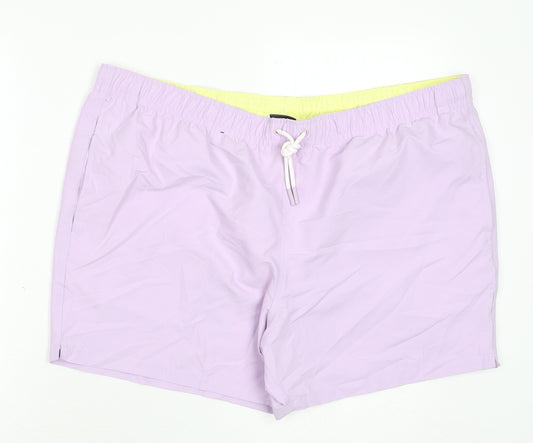 Marks and Spencer Mens Purple Polyester Bermuda Shorts Size 3XL L6 in Regular Drawstring - Swim Shorts