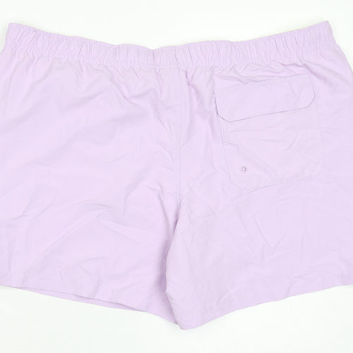 Marks and Spencer Mens Purple Polyester Bermuda Shorts Size 3XL L6 in Regular Drawstring - Swim Shorts