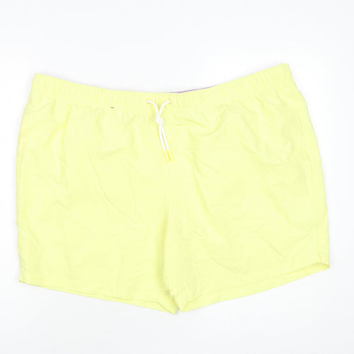 Marks and Spencer Mens Yellow Polyester Bermuda Shorts Size 3XL L6 in Regular Drawstring - Swim Shorts