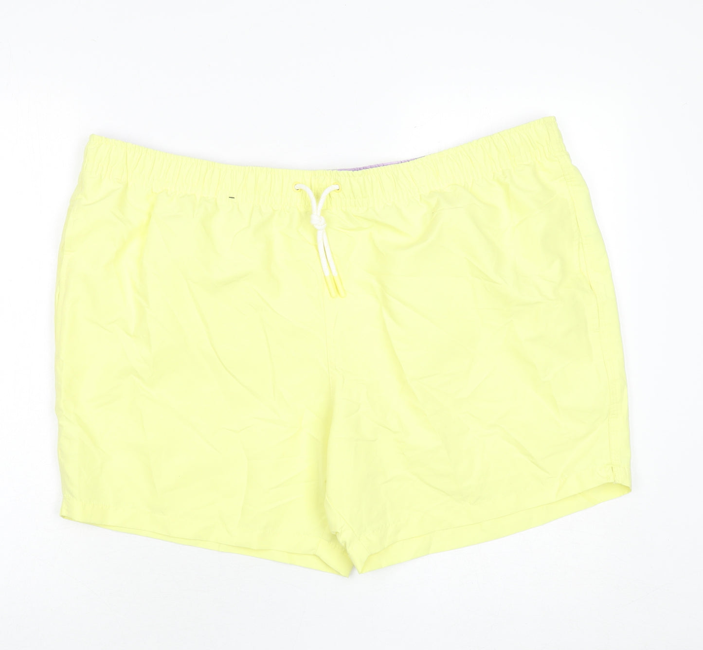 Marks and Spencer Mens Yellow Polyester Bermuda Shorts Size 3XL L6 in Regular Drawstring - Swim Shorts