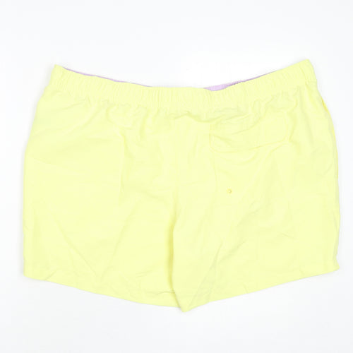 Marks and Spencer Mens Yellow Polyester Bermuda Shorts Size 3XL L6 in Regular Drawstring - Swim Shorts