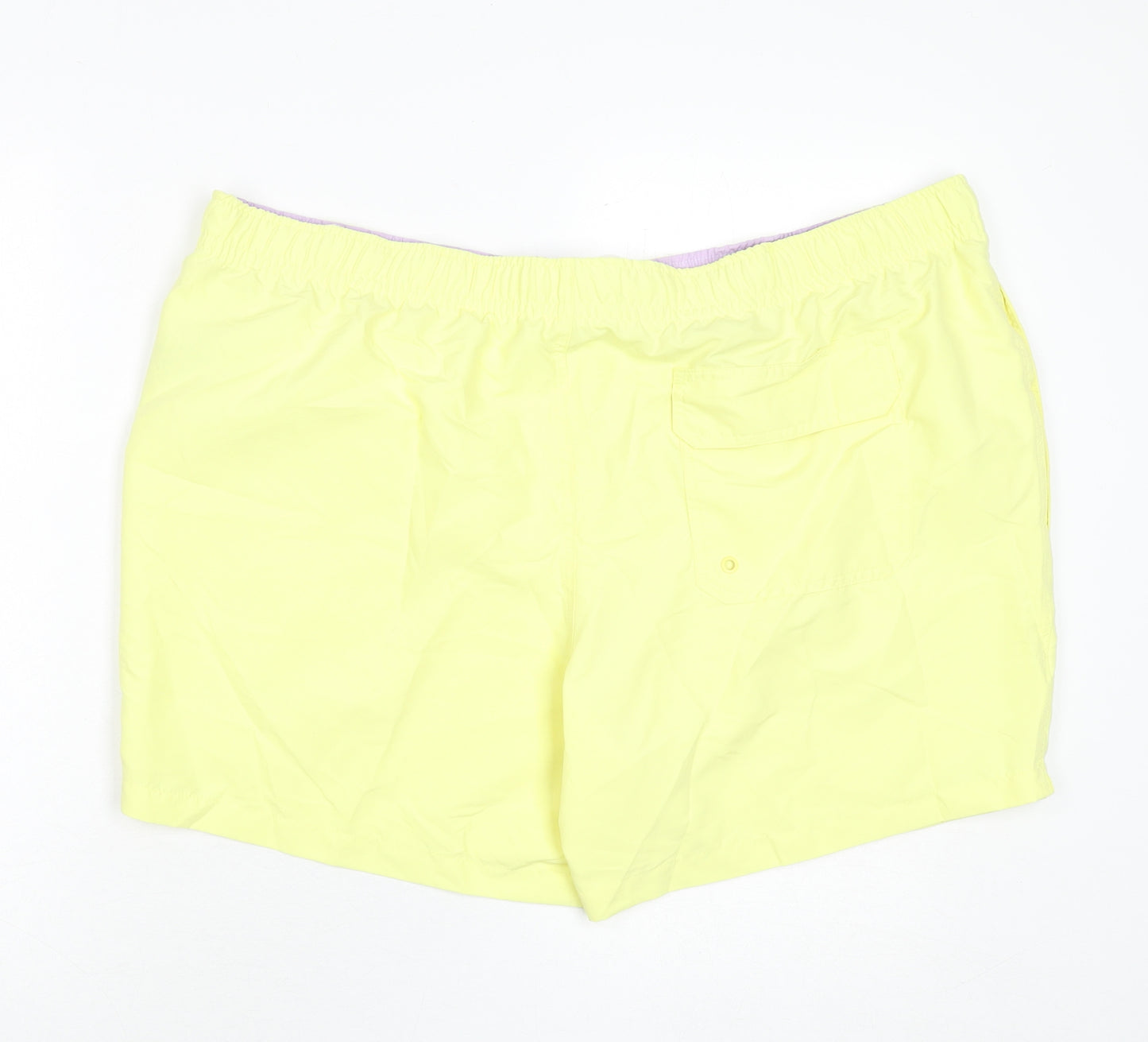 Marks and Spencer Mens Yellow Polyester Bermuda Shorts Size 3XL L6 in Regular Drawstring - Swim Shorts