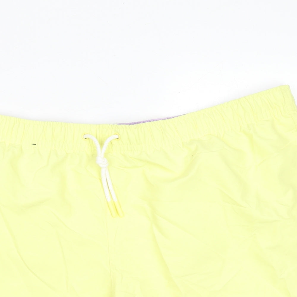 Marks and Spencer Mens Yellow Polyester Bermuda Shorts Size 3XL L6 in Regular Drawstring - Swim Shorts