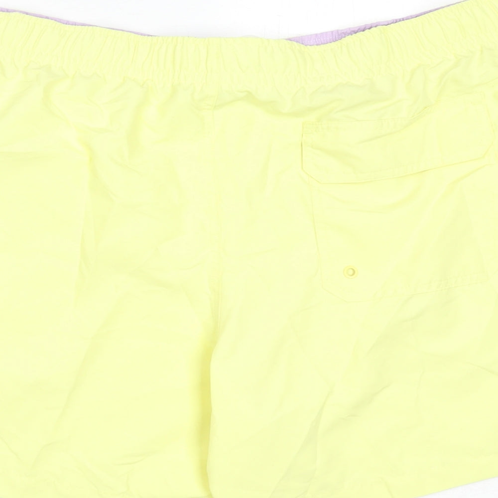 Marks and Spencer Mens Yellow Polyester Bermuda Shorts Size 3XL L6 in Regular Drawstring - Swim Shorts