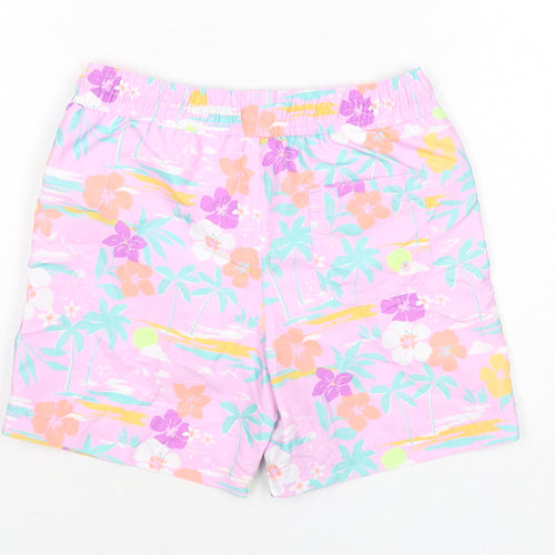 Marks and Spencer Boys Multicoloured Geometric Polyester Bermuda Shorts Size 7-8 Years Regular Drawstring - Swim Shorts, Palm Trees, Flowers