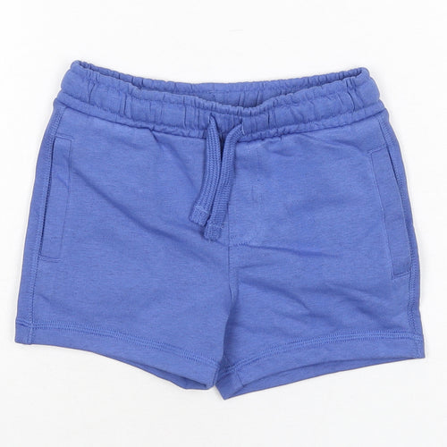 Marks and Spencer Boys Blue Cotton Sweat Shorts Size 2-3 Years Regular Drawstring