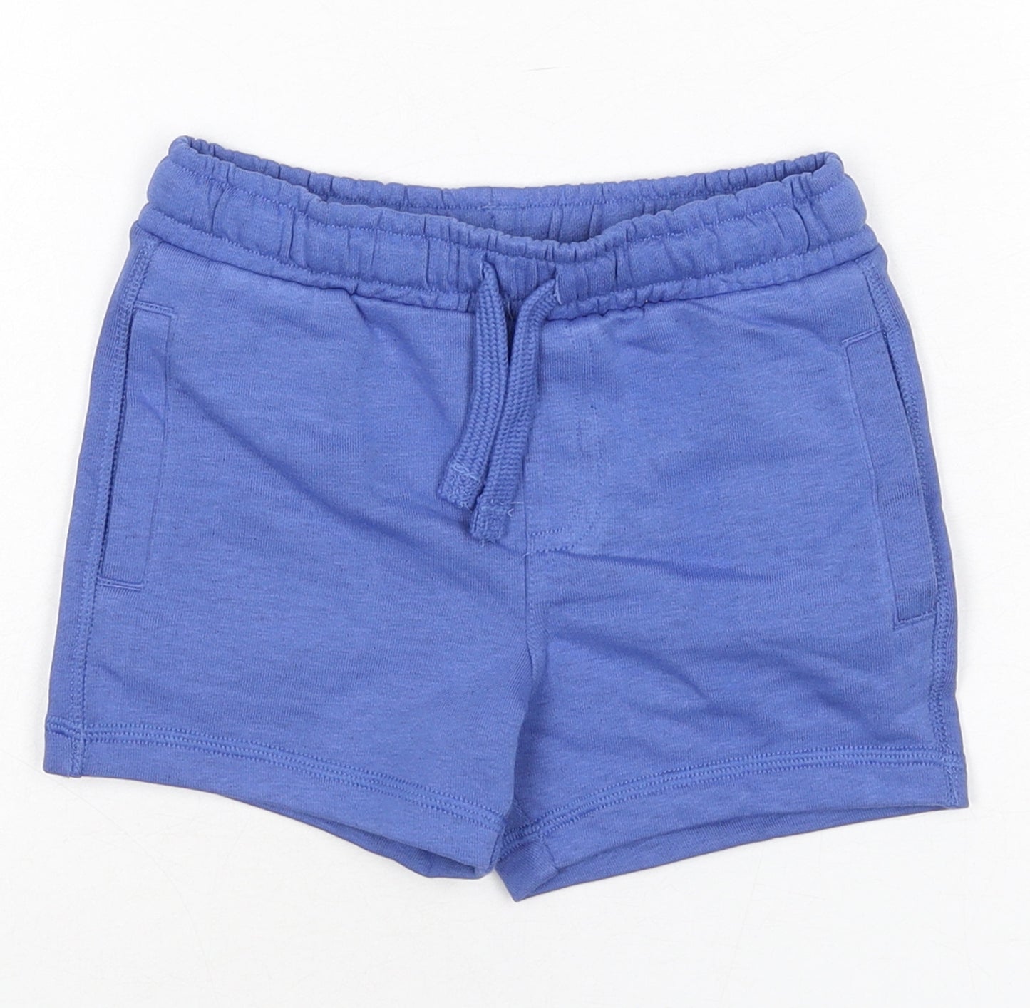 Marks and Spencer Boys Blue Cotton Sweat Shorts Size 2-3 Years Regular Drawstring