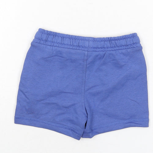 Marks and Spencer Boys Blue Cotton Sweat Shorts Size 2-3 Years Regular Drawstring