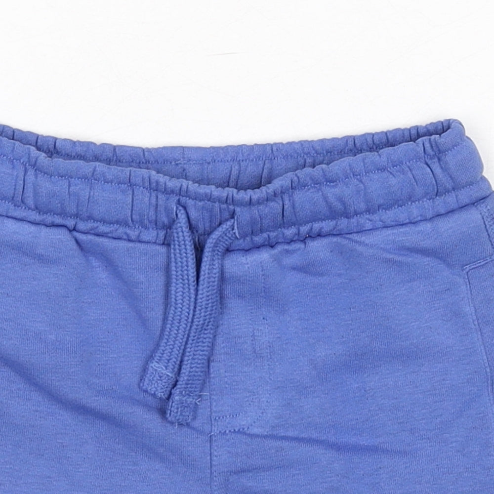 Marks and Spencer Boys Blue Cotton Sweat Shorts Size 2-3 Years Regular Drawstring