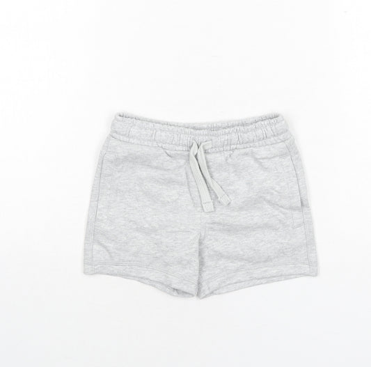 Marks and Spencer Boys Grey Cotton Sweat Shorts Size 2-3 Years Regular Drawstring