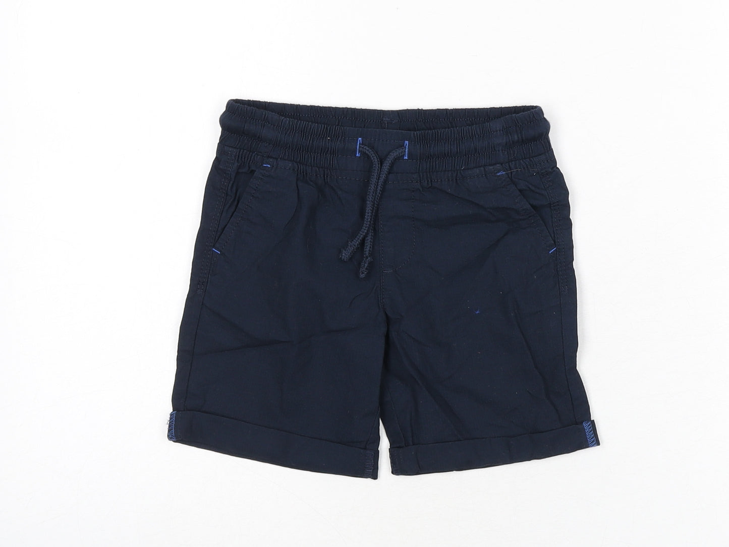 Marks and Spencer Boys Blue Cotton Bermuda Shorts Size 3-4 Years Regular Drawstring