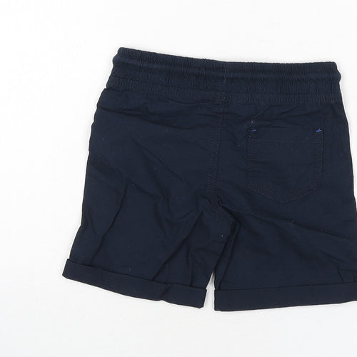 Marks and Spencer Boys Blue Cotton Bermuda Shorts Size 3-4 Years Regular Drawstring