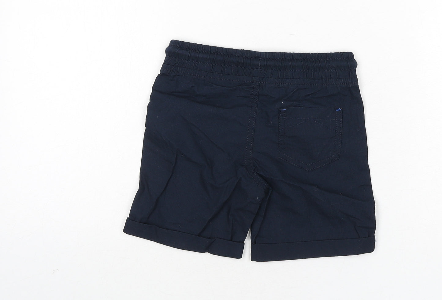 Marks and Spencer Boys Blue Cotton Bermuda Shorts Size 3-4 Years Regular Drawstring