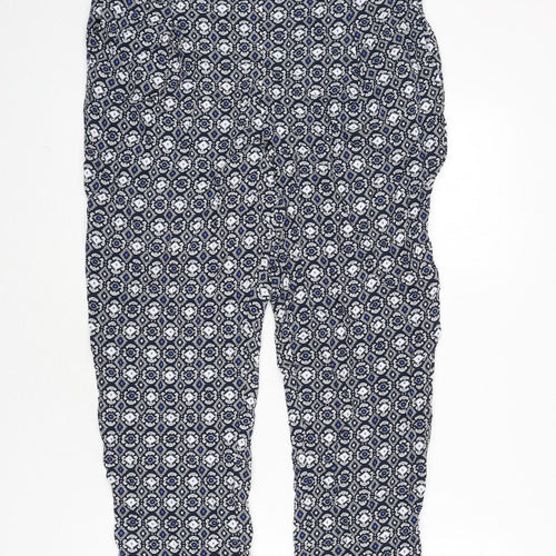 marks Womens Blue Geometric Viscose Trousers Size 16 L23 in Regular