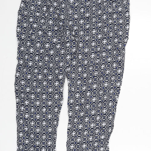 marks Womens Blue Geometric Viscose Trousers Size 16 L23 in Regular