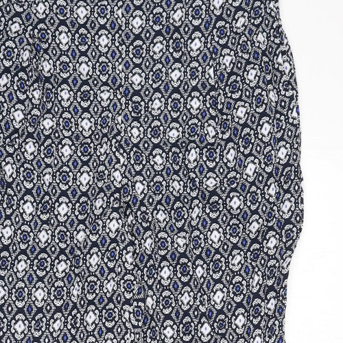 marks Womens Blue Geometric Viscose Trousers Size 16 L23 in Regular
