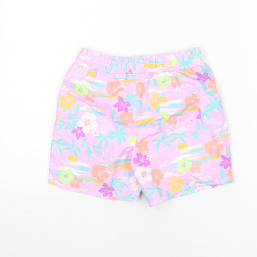 Marks and Spencer Boys Multicoloured Geometric Polyester Bermuda Shorts Size 7-8 Years Regular Drawstring - Swim Shorts, Palm Trees, Flowers