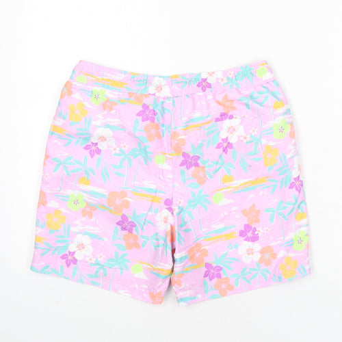 Marks and Spencer Boys Purple Geometric Polyester Bermuda Shorts Size 11-12 Years Regular Drawstring - Swim Shorts, Palm Trees, Flowers