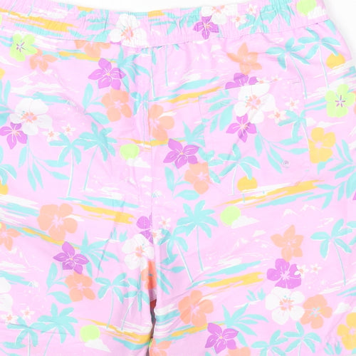 Marks and Spencer Boys Purple Geometric Polyester Bermuda Shorts Size 11-12 Years Regular Drawstring - Swim Shorts, Palm Trees, Flowers