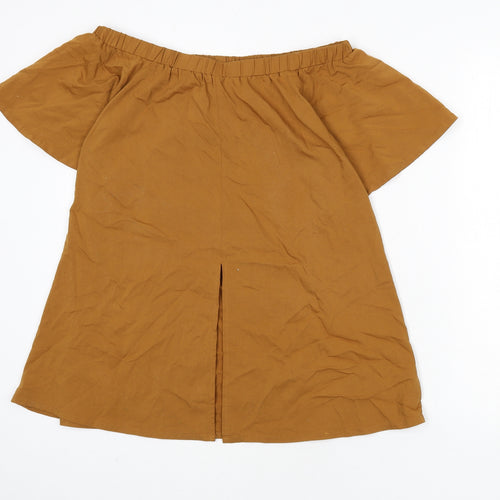 Lola May Womens Brown Polyester Basic Blouse Size S Off the Shoulder - Slit