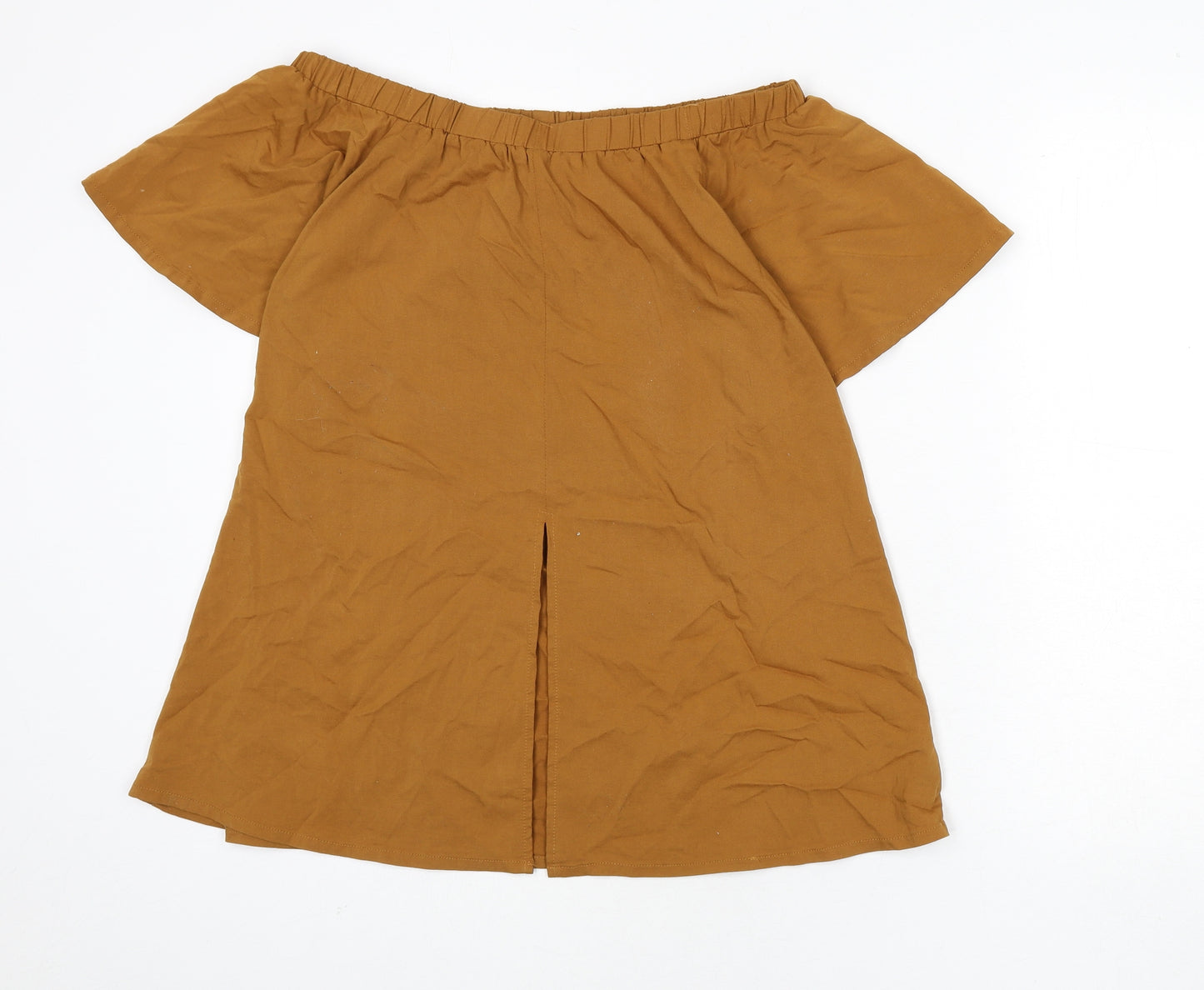 Lola May Womens Brown Polyester Basic Blouse Size S Off the Shoulder - Slit