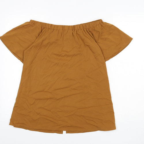 Lola May Womens Brown Polyester Basic Blouse Size S Off the Shoulder - Slit