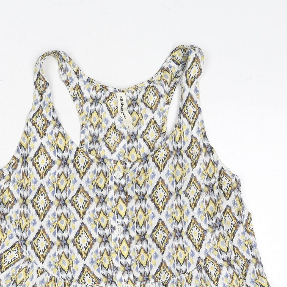 All About Eve Womens Multicoloured Geometric Viscose Basic Tank Size 8 Scoop Neck