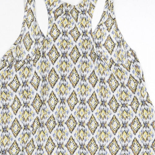 All About Eve Womens Multicoloured Geometric Viscose Basic Tank Size 8 Scoop Neck