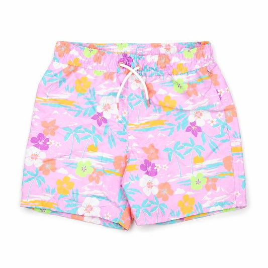 Marks and Spencer Boys Multicoloured Geometric Polyester Bermuda Shorts Size 7-8 Years Regular Drawstring - Swim Shorts, Palm Trees, Flowers