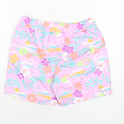 Marks and Spencer Boys Multicoloured Geometric Polyester Bermuda Shorts Size 7-8 Years Regular Drawstring - Swim Shorts, Palm Trees, Flowers