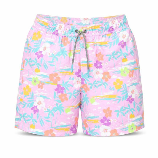 Marks and Spencer Boys Multicoloured Geometric Polyester Bermuda Shorts Size 12-13 Years Regular Drawstring - Swim Shorts, Palm Trees, Flowers