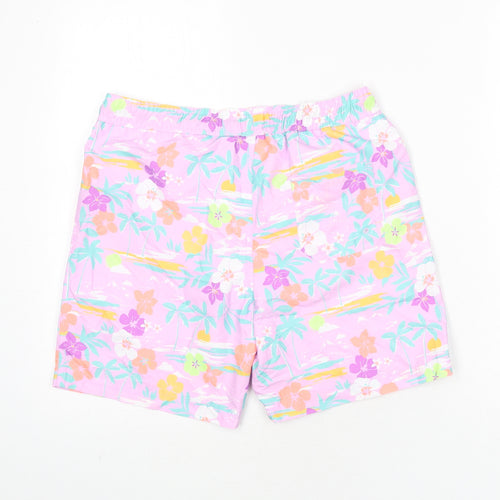 Marks and Spencer Boys Multicoloured Geometric Polyester Bermuda Shorts Size 12-13 Years Regular Drawstring - Swim Shorts, Palm Trees, Flowers