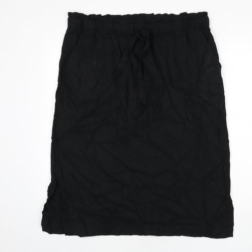 Marks and Spencer Womens Black Linen A-Line Skirt Size 18