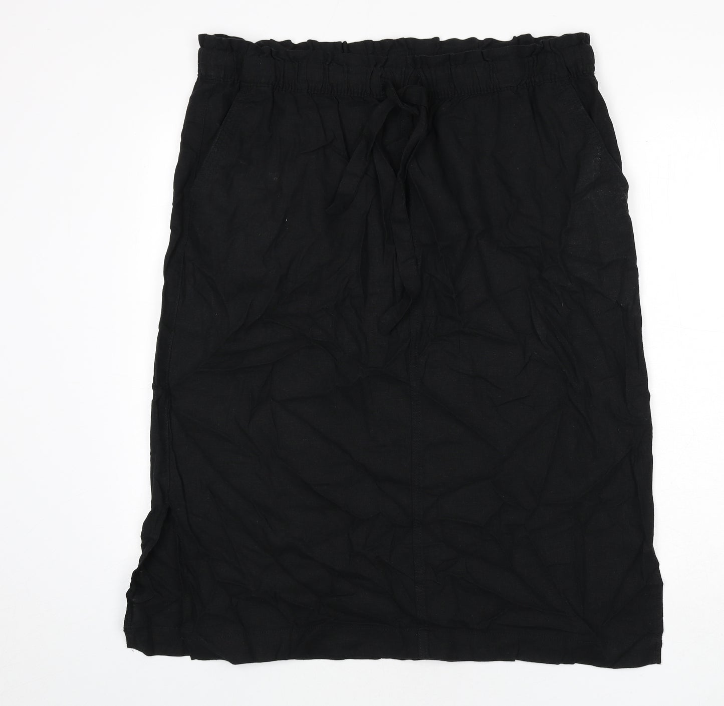 Marks and Spencer Womens Black Linen A-Line Skirt Size 18