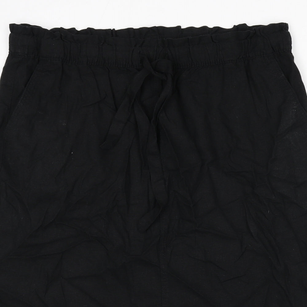 Marks and Spencer Womens Black Linen A-Line Skirt Size 18
