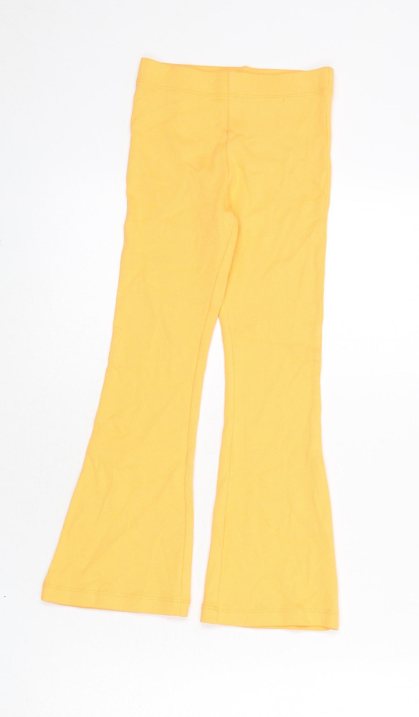Marks and Spencer Girls Orange Cotton Capri Trousers Size 6-7 Years L20 in Regular Pullover - Ribbed